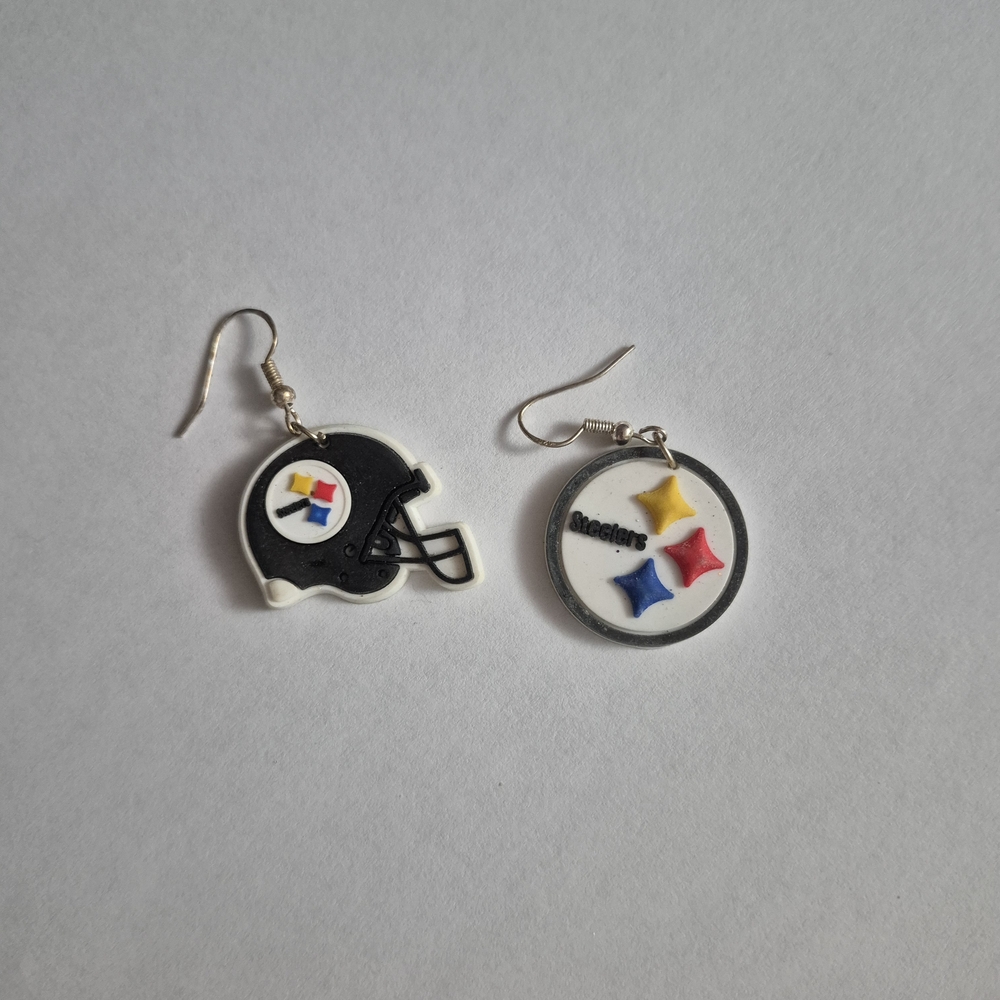 Kids Football Team Earrings - Black and Multicolor